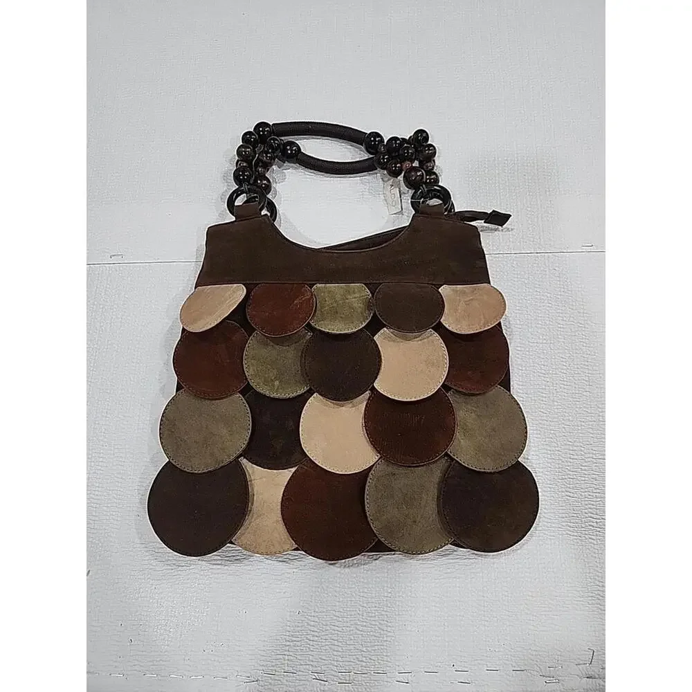 Womens Boho Aldos Faux Leather Wooden Beeded Shoulder Purse Hand Bag - Picture 2 of 9